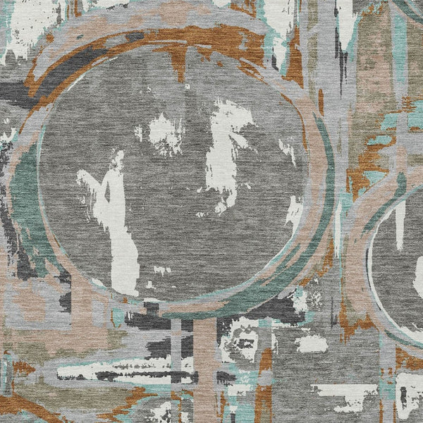 Homeroots 3' Beige Brown And Copper Geometric Washable Indoor Outdoor Area Rug For Versatile Spaces 5' X 8' Polyester 589387