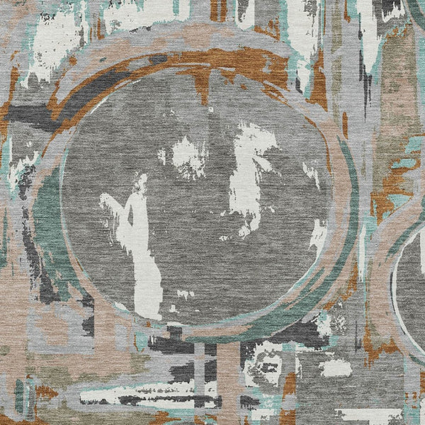 Homeroots 3' Beige Brown And Copper Geometric Washable Indoor Outdoor Area Rug For Versatile Spaces 8' X 10' Polyester 589389