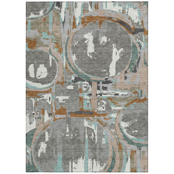 Homeroots 3' Beige Brown And Copper Geometric Washable Indoor Outdoor Area Rug For Versatile Spaces 9' X 12' Polyester 589390