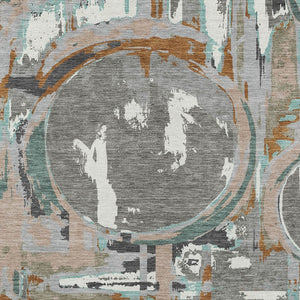 Homeroots 3' Beige Brown And Copper Geometric Washable Indoor Outdoor Area Rug For Versatile Spaces 10' X 14' Polyester 589391