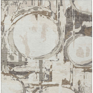 Homeroots 3' Beige Brown And Copper Geometric Washable Indoor Outdoor Area Rug For Versatile Spaces 5' X 8' Polyester 589393