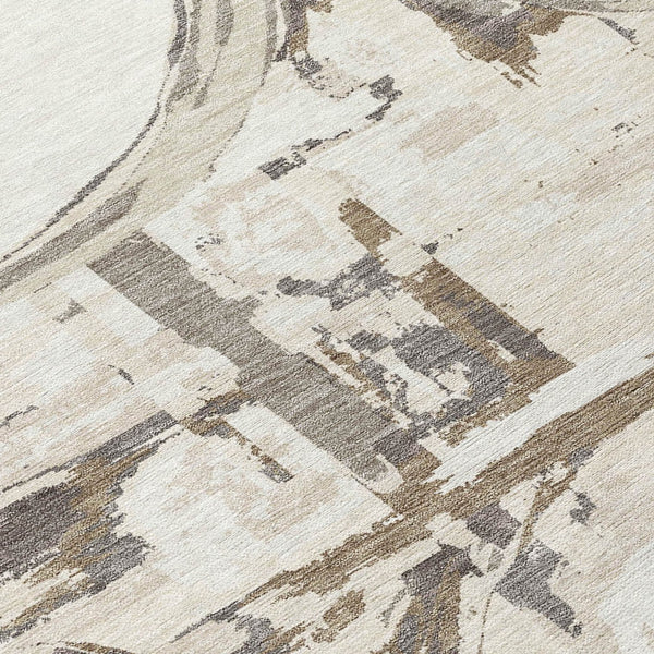 Homeroots 3' Beige Brown And Copper Geometric Washable Indoor Outdoor Area Rug For Versatile Spaces 5' X 8' Polyester 589393