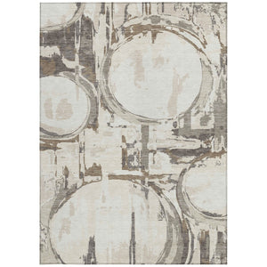 Homeroots 3' Beige Brown And Copper Geometric Washable Indoor Outdoor Area Rug For Versatile Spaces 8' X 10' Polyester 589395