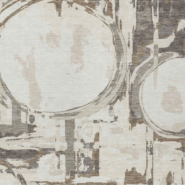 Homeroots 3' Beige Brown And Copper Geometric Washable Indoor Outdoor Area Rug For Versatile Spaces 8' X 10' Polyester 589395