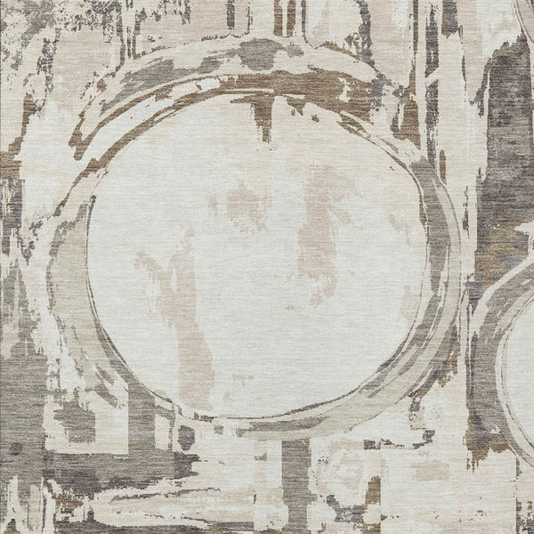 Homeroots 3' Beige Brown And Copper Geometric Washable Indoor Outdoor Area Rug For Versatile Spaces 9' X 12' Polyester 589396