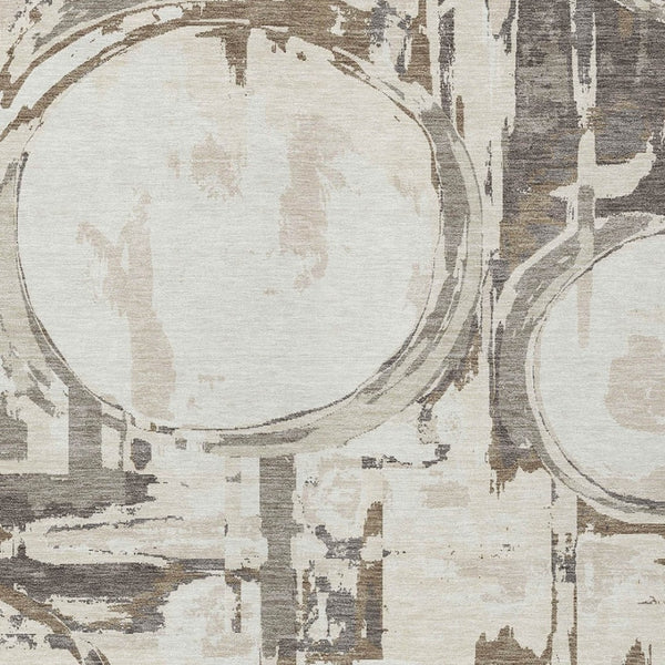 Homeroots 3' Beige Brown And Copper Geometric Washable Indoor Outdoor Area Rug For Versatile Spaces 10' X 14' Polyester 589397