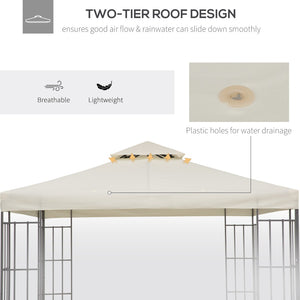 English Elm Outsunny Two Tier Vented Gazebo Replacement Canopy Uv Resistant Polyester Cover Cream W2225P174269