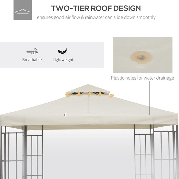 English Elm Outsunny Two Tier Vented Gazebo Replacement Canopy Uv Resistant Polyester Cover Cream W2225P174269