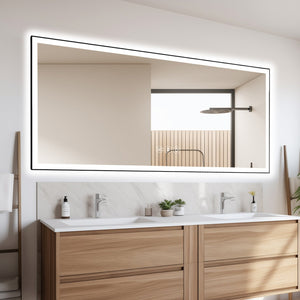 English Elm 84X32 Inch Frameless Led Bathroom Mirror - Smart, Anti-Fog, Dimmable Lighting & Easy Install! T3757P347004