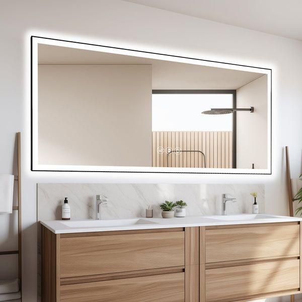 English Elm 84X32 Inch Frameless Led Bathroom Mirror - Smart, Anti-Fog, Dimmable Lighting & Easy Install! T3757P347004