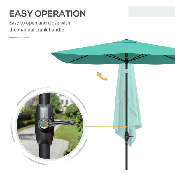 English Elm Outsunny 6.5' X 10' Rectangular Market Umbrella With Crank, Tilt & Uv Protection For Your Patio W2225P200817-GIGA
