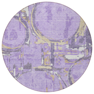 Homeroots 3' Beige Brown And Copper Geometric Washable Indoor Outdoor Area Rug For Versatile Spaces 8' Round Polyester 589400