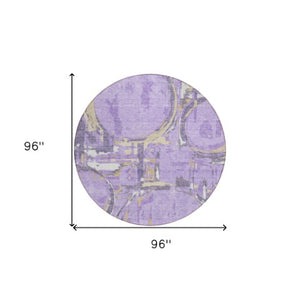 Homeroots 3' Beige Brown And Copper Geometric Washable Indoor Outdoor Area Rug For Versatile Spaces 8' Round Polyester 589400