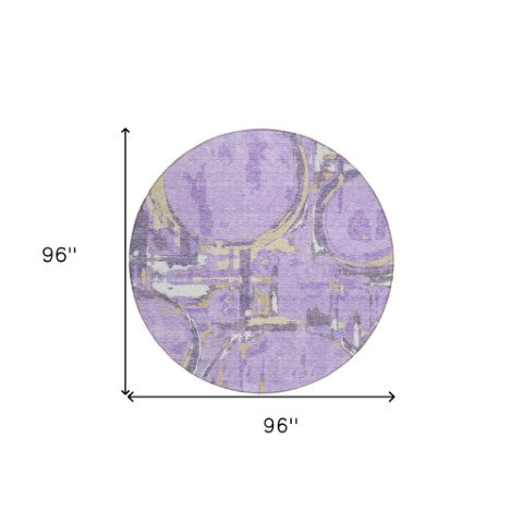 Homeroots 3' Beige Brown And Copper Geometric Washable Indoor Outdoor Area Rug For Versatile Spaces 8' Round Polyester 589400