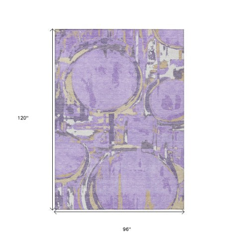 Homeroots 3' Beige Brown And Copper Geometric Washable Indoor Outdoor Area Rug For Versatile Spaces 8' X 10' Polyester 589401