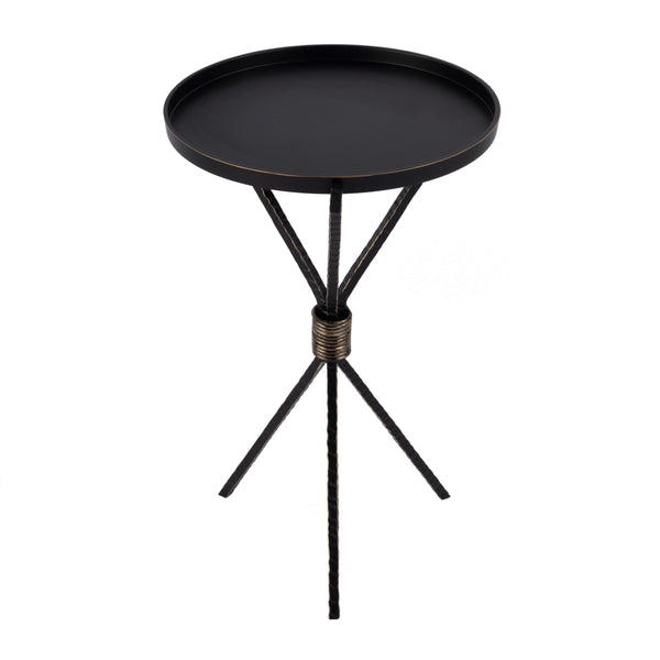 Butler Specialty Lucca Stylish Round Aluminum And Iron Side Table With Tripod Base For Modern Home Decor And Accents Black Iron,Aluminum 5894025-butler