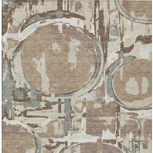 Homeroots 3' Beige Brown And Copper Geometric Washable Indoor Outdoor Area Rug For Versatile Spaces 3' X 5' Polyester 589404