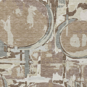 Homeroots 3' Beige Brown And Copper Geometric Washable Indoor Outdoor Area Rug For Versatile Spaces 5' X 8' Polyester 589405