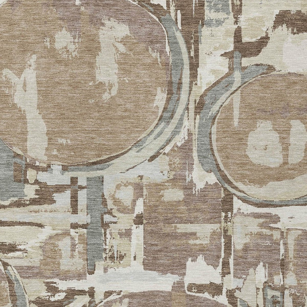 Homeroots 3' Beige Brown And Copper Geometric Washable Indoor Outdoor Area Rug For Versatile Spaces 5' X 8' Polyester 589405