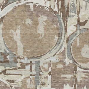 Homeroots 3' Beige Brown And Copper Geometric Washable Indoor Outdoor Area Rug For Versatile Spaces 9' X 12' Polyester 589408