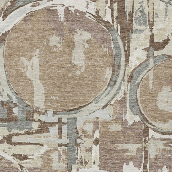 Homeroots 3' Beige Brown And Copper Geometric Washable Indoor Outdoor Area Rug For Versatile Spaces 9' X 12' Polyester 589408