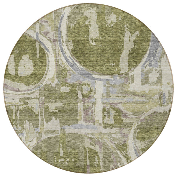 Homeroots 3' Beige Brown And Copper Geometric Washable Indoor Outdoor Area Rug For Versatile Spaces 8' Round Polyester 589412