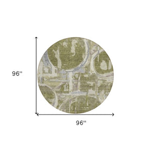 Homeroots 3' Beige Brown And Copper Geometric Washable Indoor Outdoor Area Rug For Versatile Spaces 8' Round Polyester 589412