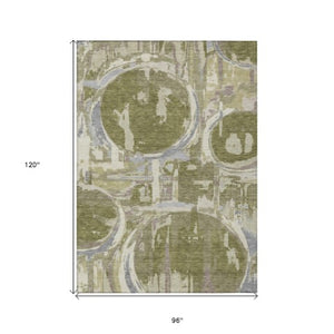 Homeroots 3' Beige Brown And Copper Geometric Washable Indoor Outdoor Area Rug For Versatile Spaces 8' X 10' Polyester 589413