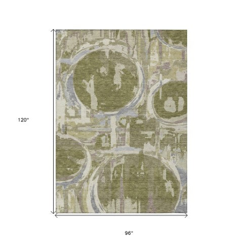 Homeroots 3' Beige Brown And Copper Geometric Washable Indoor Outdoor Area Rug For Versatile Spaces 8' X 10' Polyester 589413