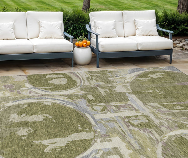 Homeroots 3' Beige Brown And Copper Geometric Washable Indoor Outdoor Area Rug For Versatile Spaces 10' X 14' Polyester 589415