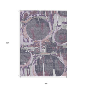 Homeroots 3' Beige Brown And Copper Geometric Washable Indoor Outdoor Area Rug For Versatile Spaces 3' X 5' Polyester 589416