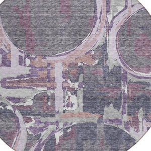 Homeroots 3' Beige Brown And Copper Geometric Washable Indoor Outdoor Area Rug For Versatile Spaces 8' Round Polyester 589418