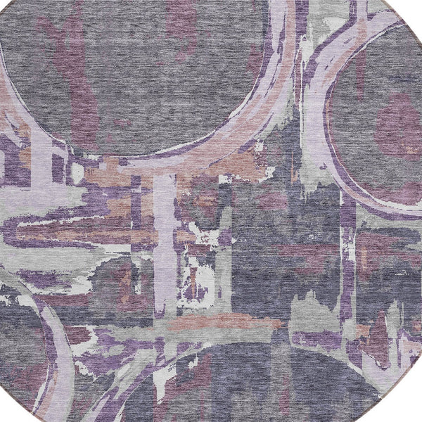 Homeroots 3' Beige Brown And Copper Geometric Washable Indoor Outdoor Area Rug For Versatile Spaces 8' Round Polyester 589418