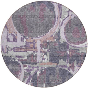 Homeroots 3' Beige Brown And Copper Geometric Washable Indoor Outdoor Area Rug For Versatile Spaces 8' Round Polyester 589418