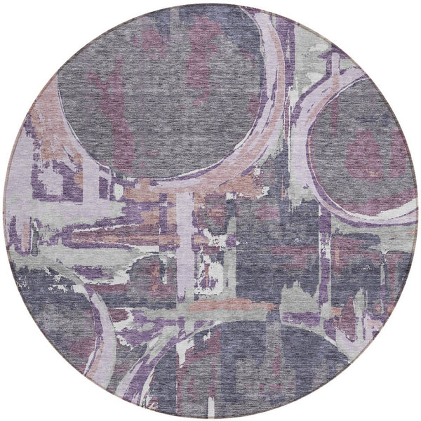 Homeroots 3' Beige Brown And Copper Geometric Washable Indoor Outdoor Area Rug For Versatile Spaces 8' Round Polyester 589418