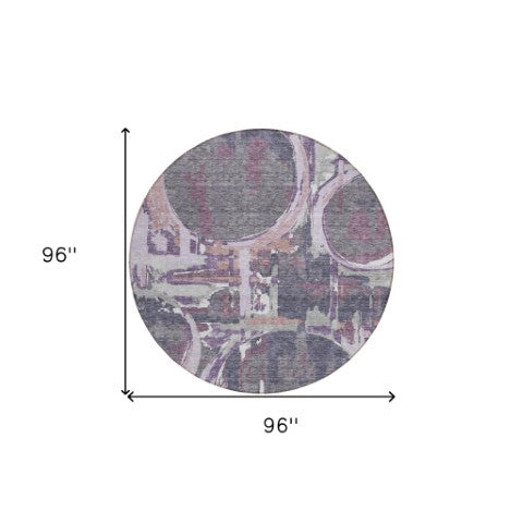 Homeroots 3' Beige Brown And Copper Geometric Washable Indoor Outdoor Area Rug For Versatile Spaces 8' Round Polyester 589418