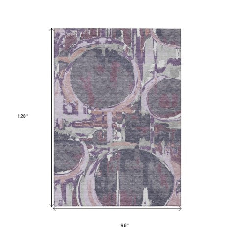 Homeroots 3' Beige Brown And Copper Geometric Washable Indoor Outdoor Area Rug For Versatile Spaces 8' X 10' Polyester 589419