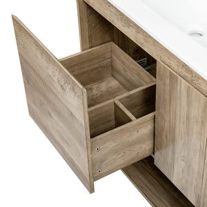 English Elm 30" Modern Wood Bathroom Vanity with Ceramic Sink, Soft-Close Door, Drawer Dividers & Open Shelf N710P247136P