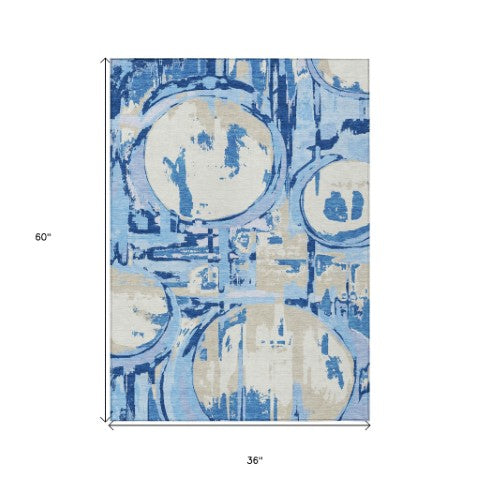 Homeroots 3' Beige Brown And Copper Geometric Washable Indoor Outdoor Area Rug For Versatile Spaces 3' X 5' Polyester 589422