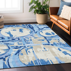 Homeroots 3' Beige Brown And Copper Geometric Washable Indoor Outdoor Area Rug For Versatile Spaces 3' X 5' Polyester 589422