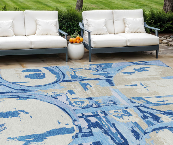 Homeroots 3' Beige Brown And Copper Geometric Washable Indoor Outdoor Area Rug For Versatile Spaces 9' X 12' Polyester 589426