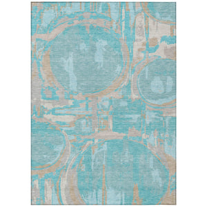 Homeroots 3' Beige Brown And Copper Geometric Washable Indoor Outdoor Area Rug For Versatile Spaces 3' X 5' Polyester 589434