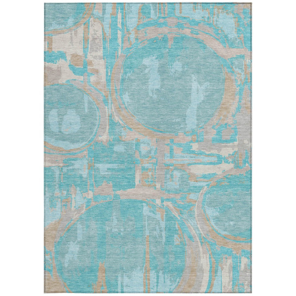 Homeroots 3' Beige Brown And Copper Geometric Washable Indoor Outdoor Area Rug For Versatile Spaces 5' X 8' Polyester 589435