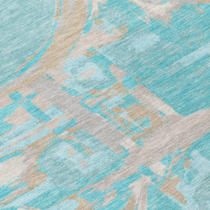 Homeroots 3' Beige Brown And Copper Geometric Washable Indoor Outdoor Area Rug For Versatile Spaces 8' Round Polyester 589436