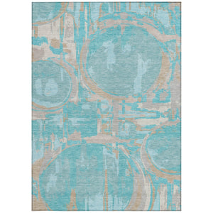 Homeroots 3' Beige Brown And Copper Geometric Washable Indoor Outdoor Area Rug For Versatile Spaces 9' X 12' Polyester 589438