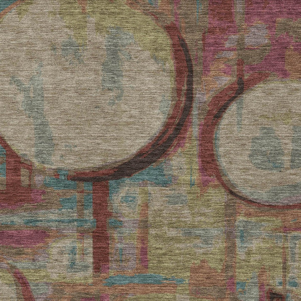 Homeroots 3' Beige Brown And Copper Geometric Washable Indoor Outdoor Area Rug For Versatile Spaces 3' X 5' Polyester 589440