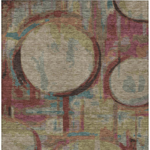 Homeroots 3' Beige Brown And Copper Geometric Washable Indoor Outdoor Area Rug For Versatile Spaces 8' X 10' Polyester 589443