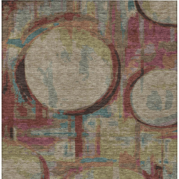 Homeroots 3' Beige Brown And Copper Geometric Washable Indoor Outdoor Area Rug For Versatile Spaces 8' X 10' Polyester 589443
