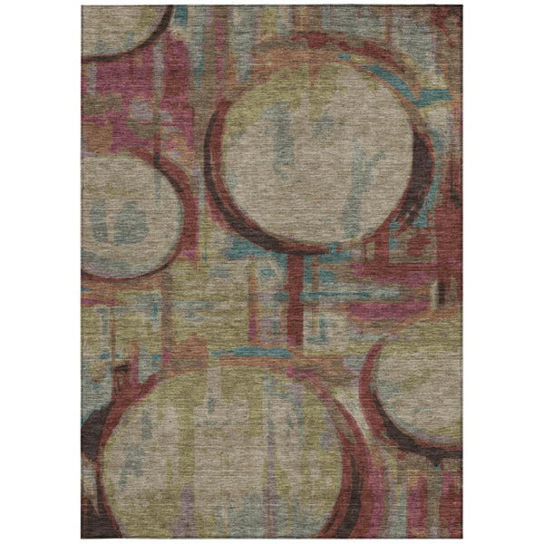 Homeroots 3' Beige Brown And Copper Geometric Washable Indoor Outdoor Area Rug For Versatile Spaces 10' X 14' Polyester 589445