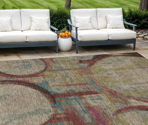 Homeroots 3' Beige Brown And Copper Geometric Washable Indoor Outdoor Area Rug For Versatile Spaces 10' X 14' Polyester 589445